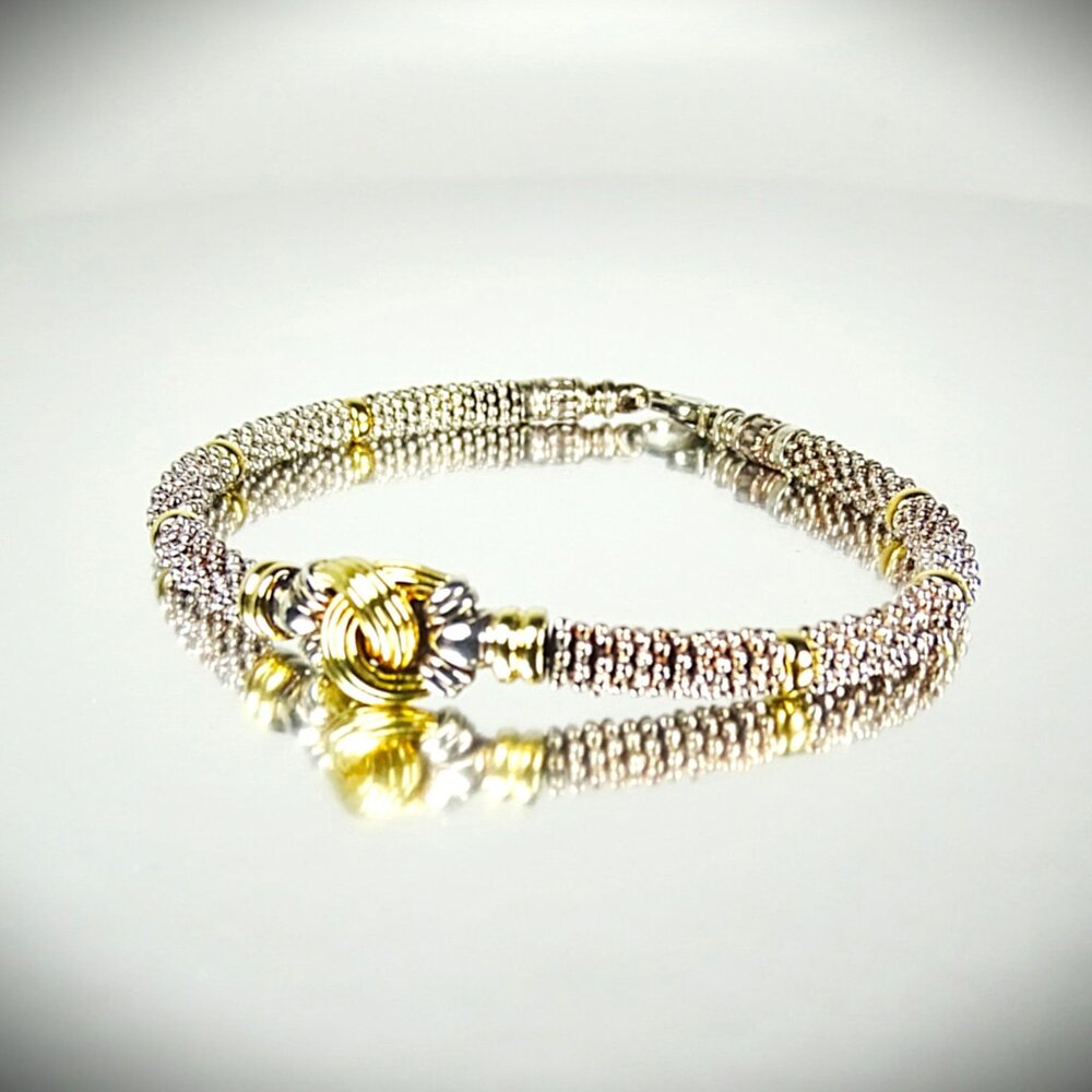 LAGOS Sterling Silver 18K Yellow Gold Knot Caviar Bracelet